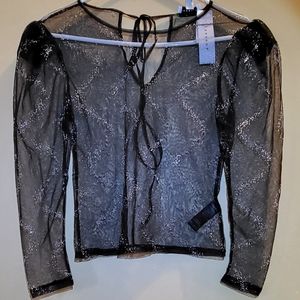 Topshop Black Sheer Blouse